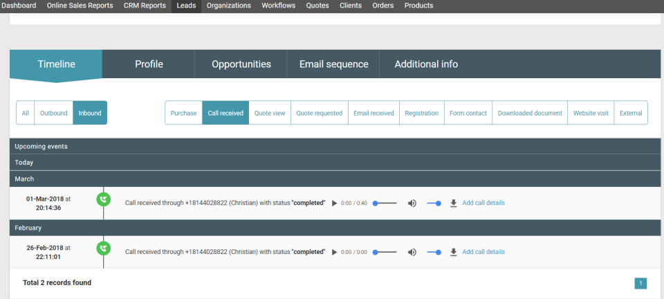 screenshot of SeoToaster CRM